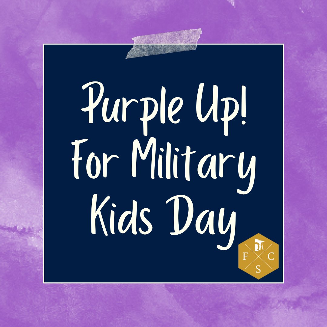 Today is Purple Up! For Military Kids Day. We encourage you to wear purple to show support and thank military children for their strength and sacrifices. Tag your photo using #FCSsalute
