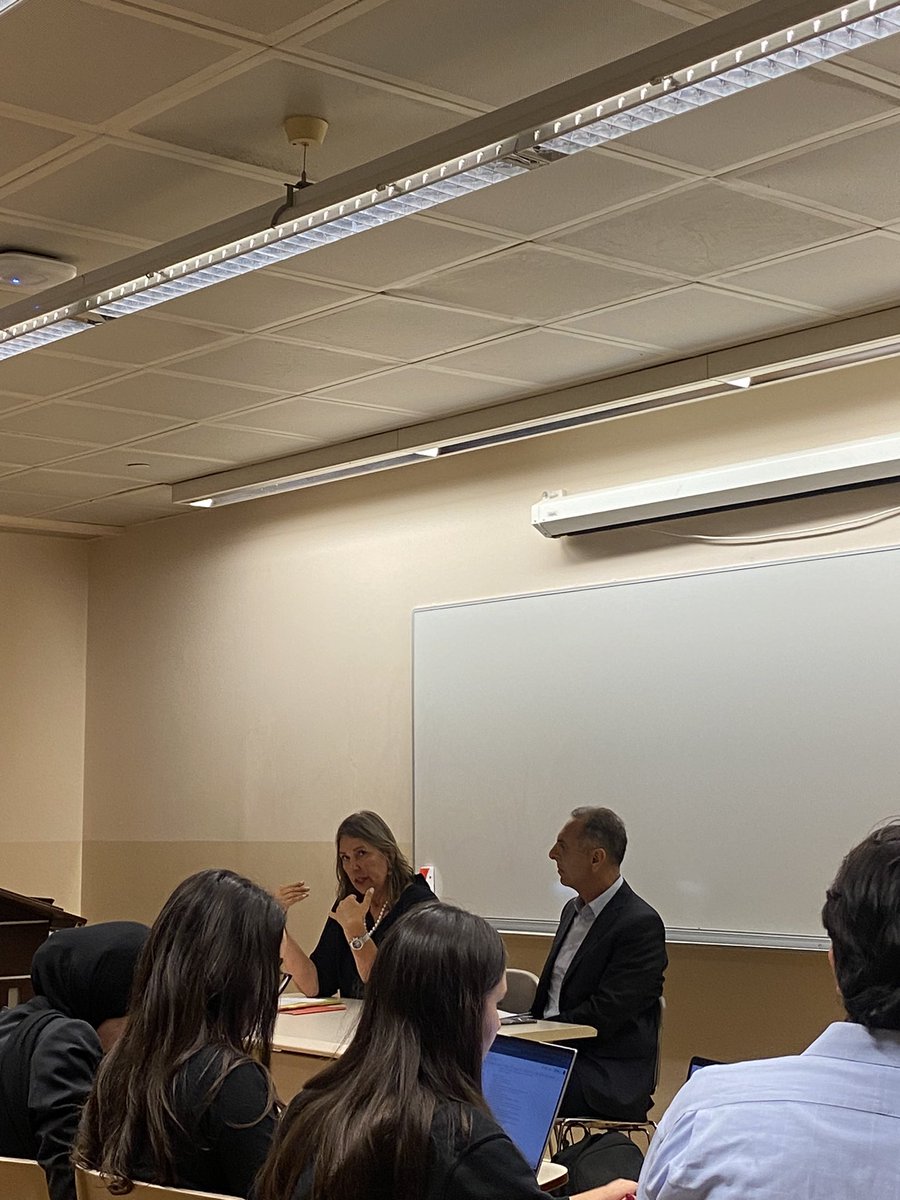 Delighted to host the esteemed Swiss Ambassador, Miss Marion Weichelt Krupski, in Dr. <a href="/isalamey/">Imad Salamey</a> ‘s
class! She captivated us with insights on Swiss neutrality, diving into the intricate dance of politics and governance in Switzerland <a href="/SwissAmbLEB/">Marion Weichelt</a>. #SwissDiplomacy
