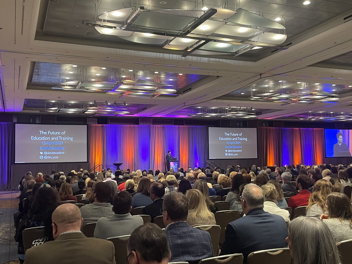 Happening now at #HLC2024: @danielsusskind's keynote presentation, The Future of Education and Training. View the schedule for today: bit.ly/3Ua5Xga
