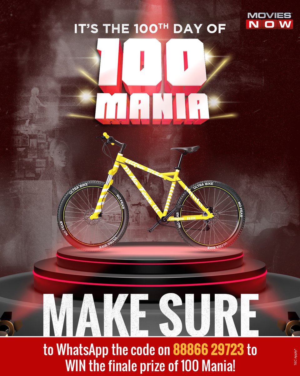 TNNavbharat's tweet photo. MANIACS! The finale day is here, make the most of it. 🤩
Watch ‘Shutter’ tonight at 8:45 PM on Movies Now, spot and WhatsApp the code on 88866 29723 for a chance to win BIG on the 100th day!💯
#100Mania #100BlockBusters #100Gifts #100Prizes #100ManiaS11 #Movies #Hollywood #WinGifts #100DaysOfHappines #ContestAlert #SmartPhone #Earbuds #Smartwatch #HollywoodBlockBusters #WinBig #BigGifts @moviesnowtv
