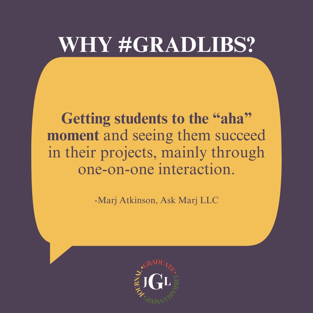 Who doesn’t love seeing the pieces all come together for a patron?

Read more reasons to enjoy being a graduate librarian in the Practitioner Panel section of our first issue!
 
 #GradLibs #AcadLibs #academiclibrary #MondayMotivation
