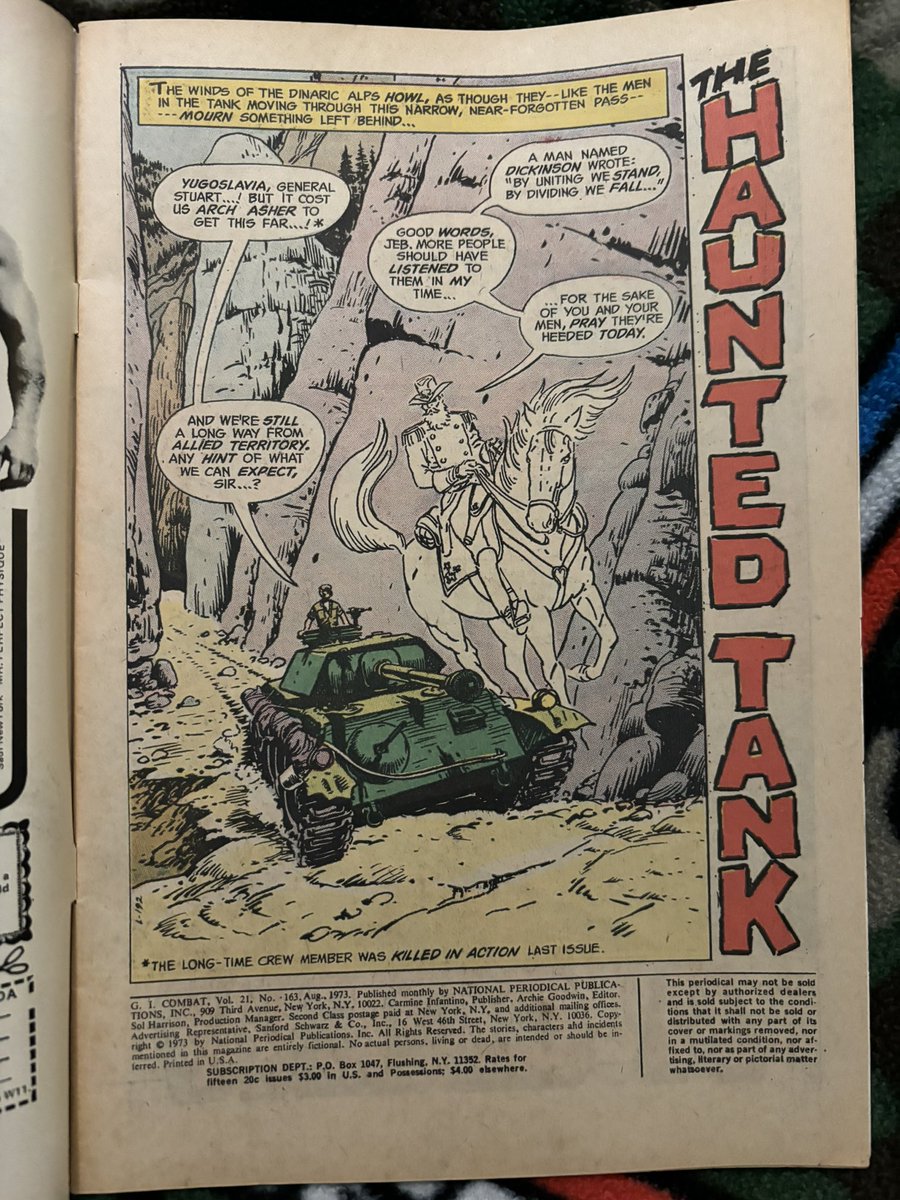 Big5Army's tweet photo. I really enjoyed the all too brief #ArchieGoodwin era of #HauntedTank. #WarComics @PeterClintonArt https://t.co/q4W9E2JCWN