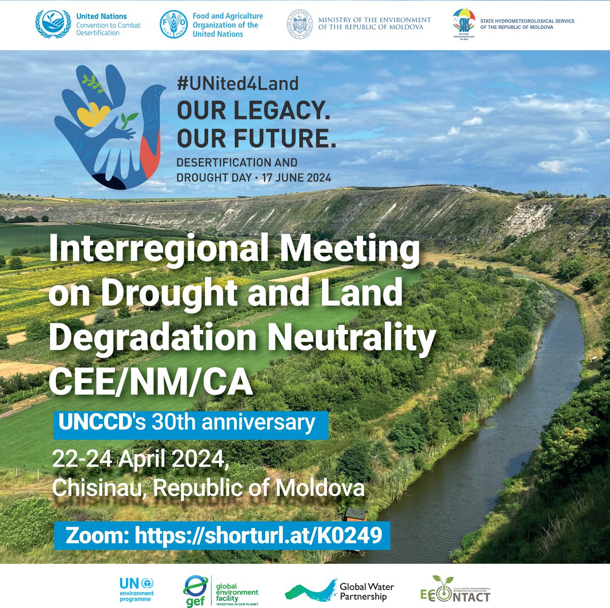 📢 Excited to announce the Interregional Conference on #Drought and Land Degradation Neutrality in Chisinau, #Moldova on 22-24 April. 👥 Join global experts to tackle key land degradation issues and explore sustainable solutions. More info: shorturl.at/K0249 #UNited4Land