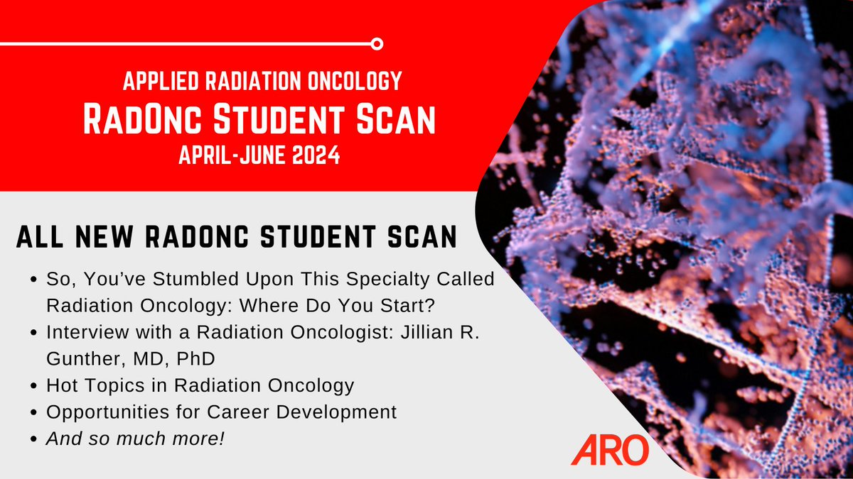 📢 All new Student Scan out now! Check out hot topics in #RadiationOncology, an interview with @JillGunther MD, PhD, opportunities for career development, and more! Check it out ➡️ bit.ly/4aAW68L @lauramaule3 @RadQian @SylviaChoo5 @AnthonyAlanis01 #RadOncEd #MedEd