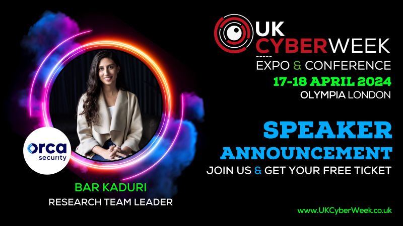 Join us at @UKCyberWeek 2024! 🇬🇧 Join Bar Kaduri, Research Team Leader at Orca, for a session on the biggest cloud security trends for 2024, with real-world insights. Visit Booth D12 to explore cutting-edge strategies with our team! #UKCyberWeek2024 #UKCyberWeek #CloudSecurity