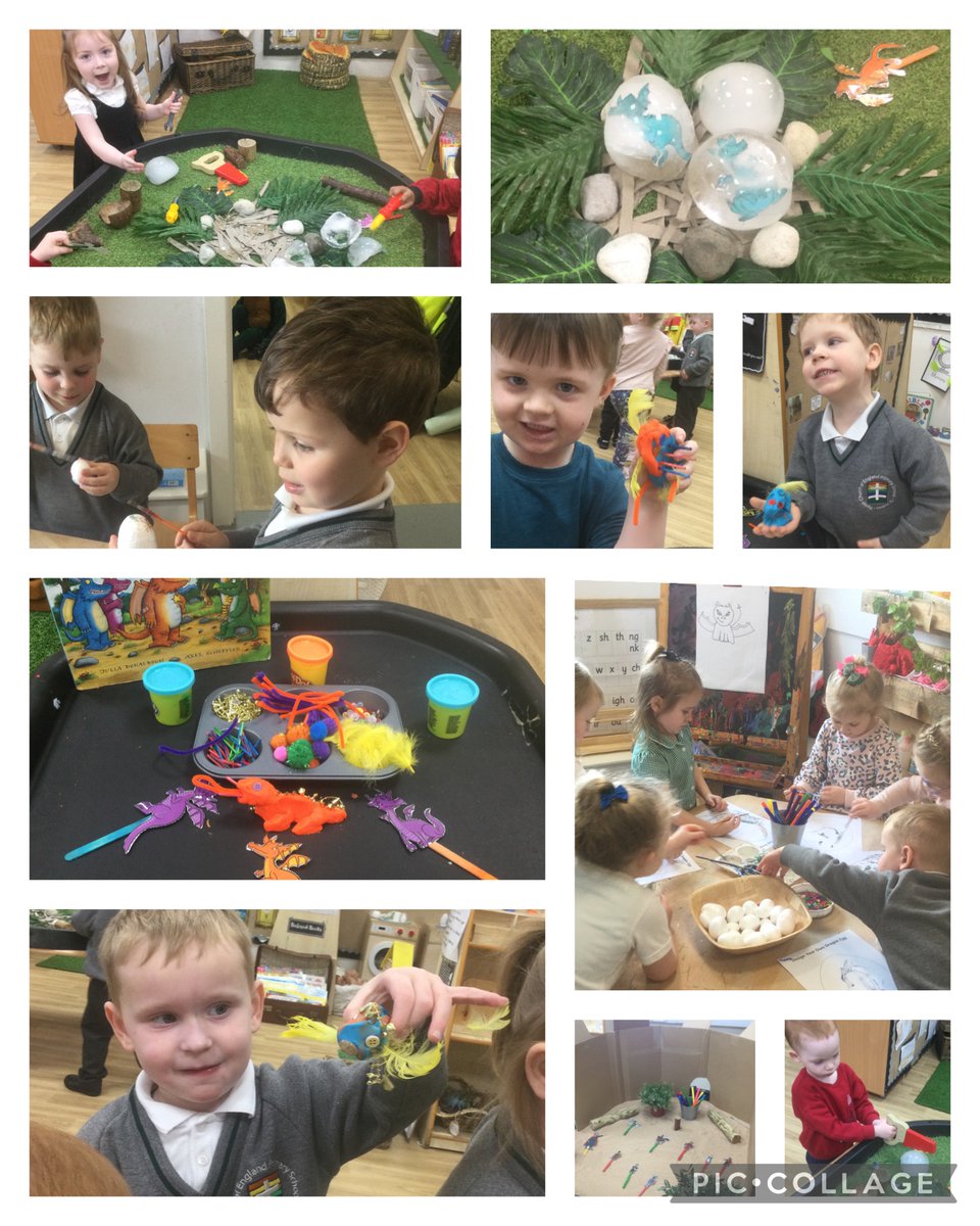 Today dragons visited  nursery!  The children have enjoyed reading Zog, creating play dough dragons,and designing dragon eggs. The children used mark making to predict what they thought the  dragons would look like🐉 @parishschool1 #ParishEarlyYears
