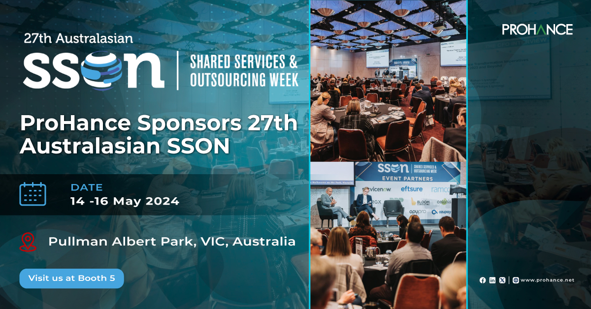 Mark your calendars! Meet us at Pullman Albert Park, VIC, on May 14-16, 2024, for the #27thAustralasianSSON event. #ProHance is proud to sponsor this event and contribute to Shared Services landscape with analytics and optimization tools. Learn more: tinyurl.com/yn9e2hce