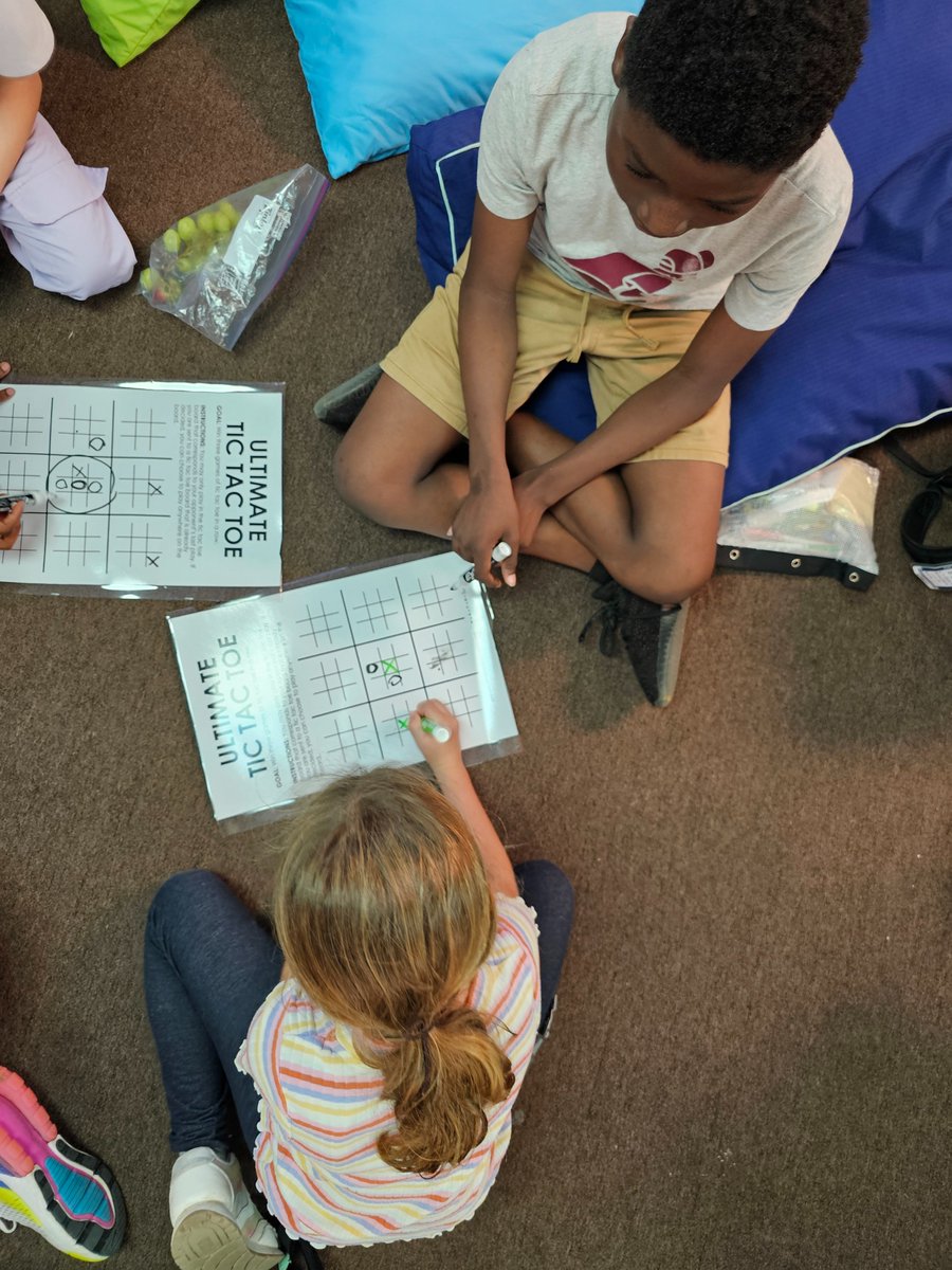Starting our Monday with some Ultimate Tic Tac Toe from @mathequalslove to get our brains warmed up from a 3 day weekend. #jrerocks #math #5thgrade #fifthgrade #buildingthinkingclassrooms