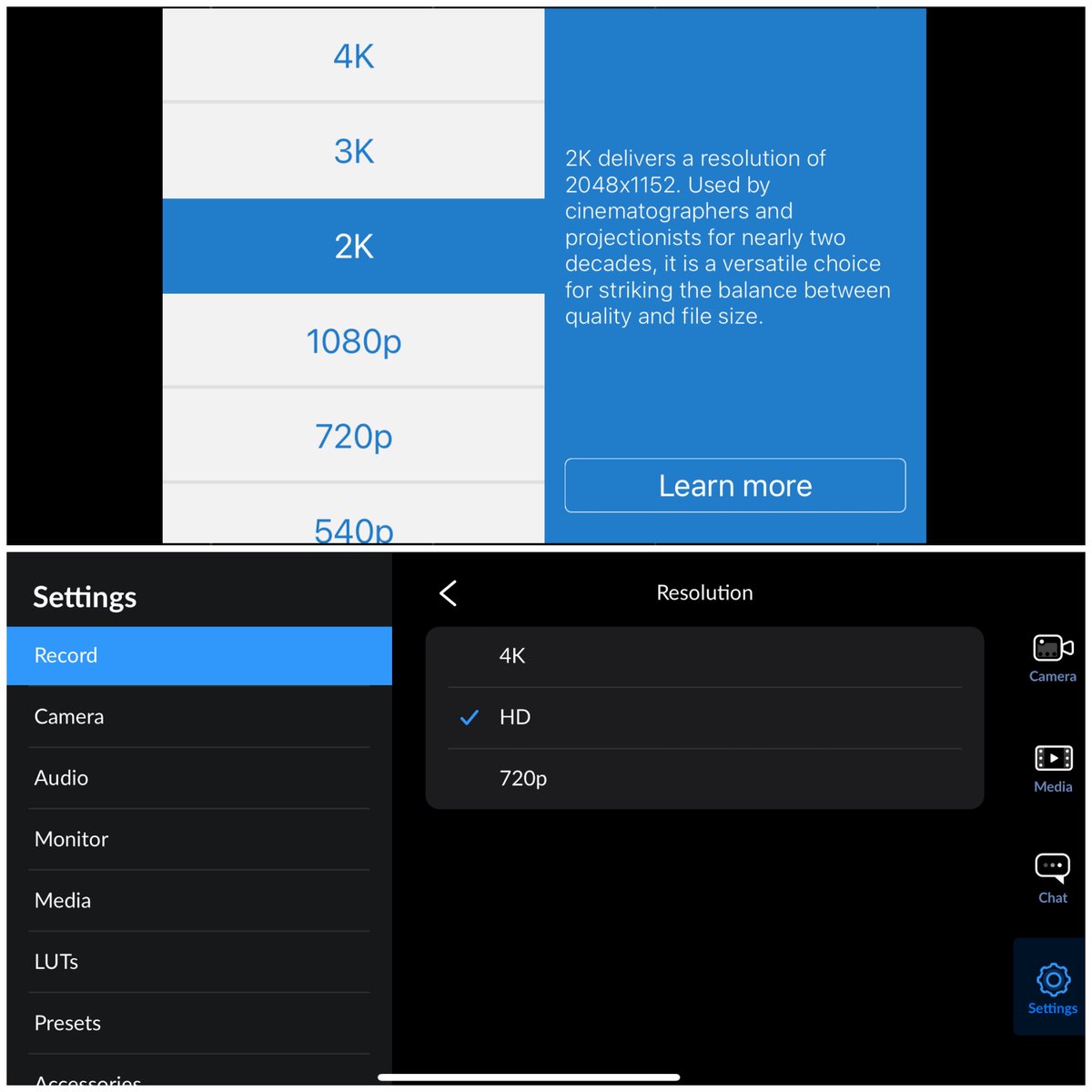 Does anyone ever shoot in 2k or 3k? They're both resolution options in FilmicPro but BlackMagic doesn't offer either...