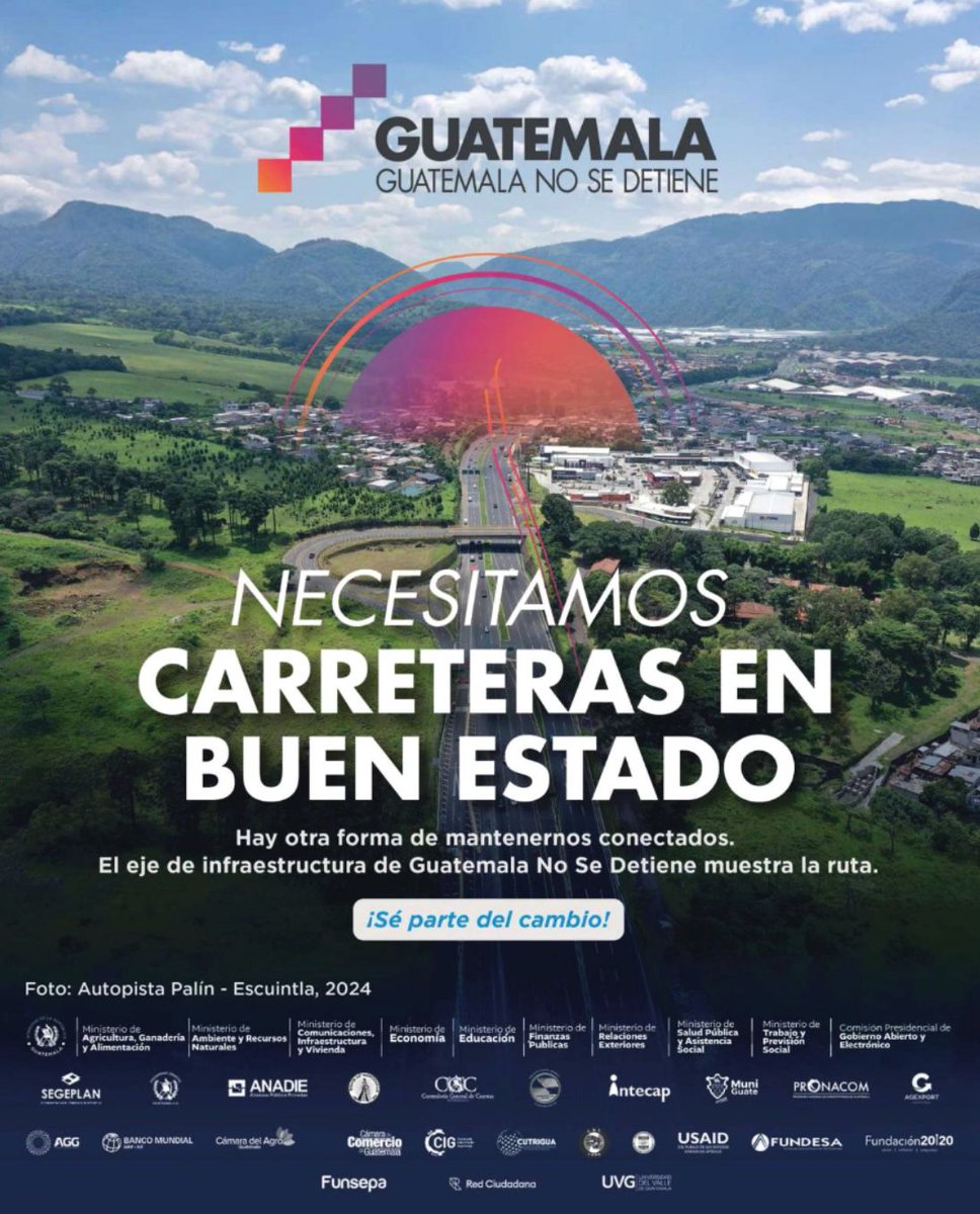 🛣️TODO GUATEMALTECO QUIERE MEJORES CARRETEREAS ¡Se parte del cambio! Hay una ruta para revertir los rezagos y estar verdaderamente conectados. Te invitamos a seguir el contenico de #GuatemalaNoSeDetiene los lunes a las 22:15 hrs por @Guatevision_tv y cada jueves por…