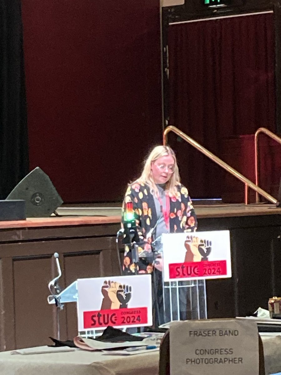 ⁦@AliceSorby1⁩ ⁦@ScotlandRCM⁩ #stuc24 speaking to our motion on flexible accessible wraparound childcare. Being a parent shouldn’t be a barrier to staying in midwifery & MCA roles