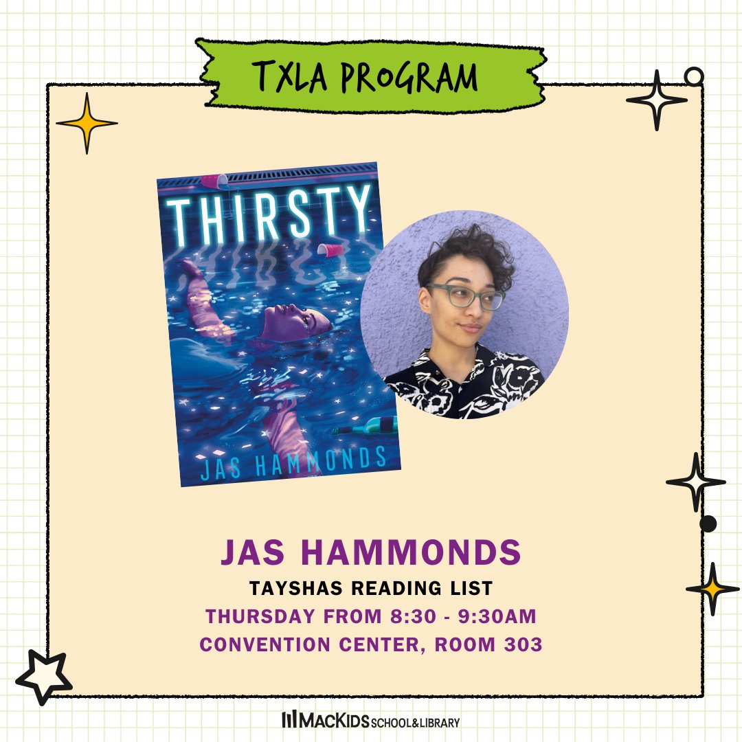 Rise & shine, #TXLA24! We're kicking off today's programming with Jas Hammonds at the Tayshas Reading List program, starting at 8:30am in room 303 #MacKidsTXLA