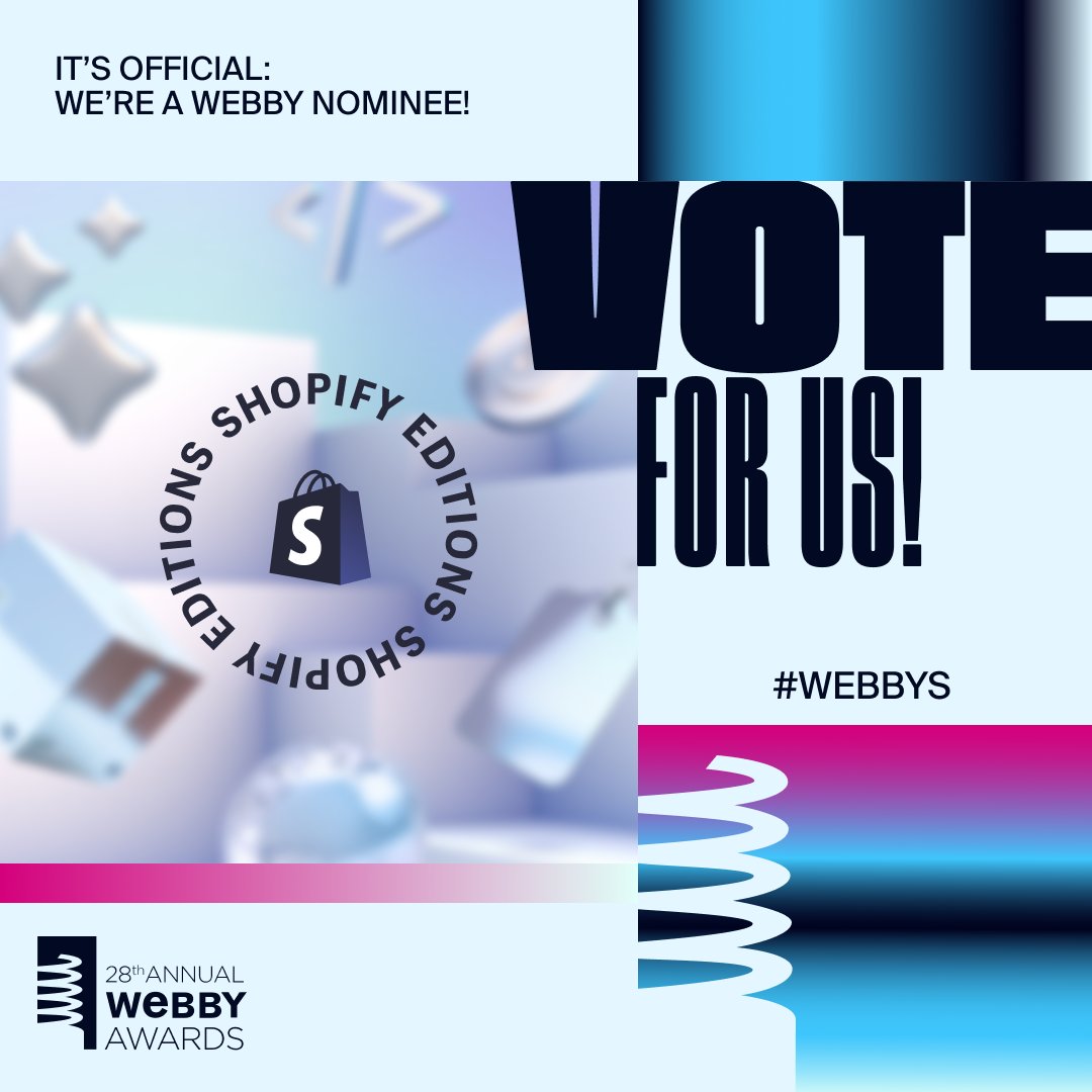 ericdjohnson's tweet image. The Shopify Winter 2024 Edition that I worked on this past winter is currently in first place for a Webby! Please vote to help it win!! 
wbby.co/40294N
