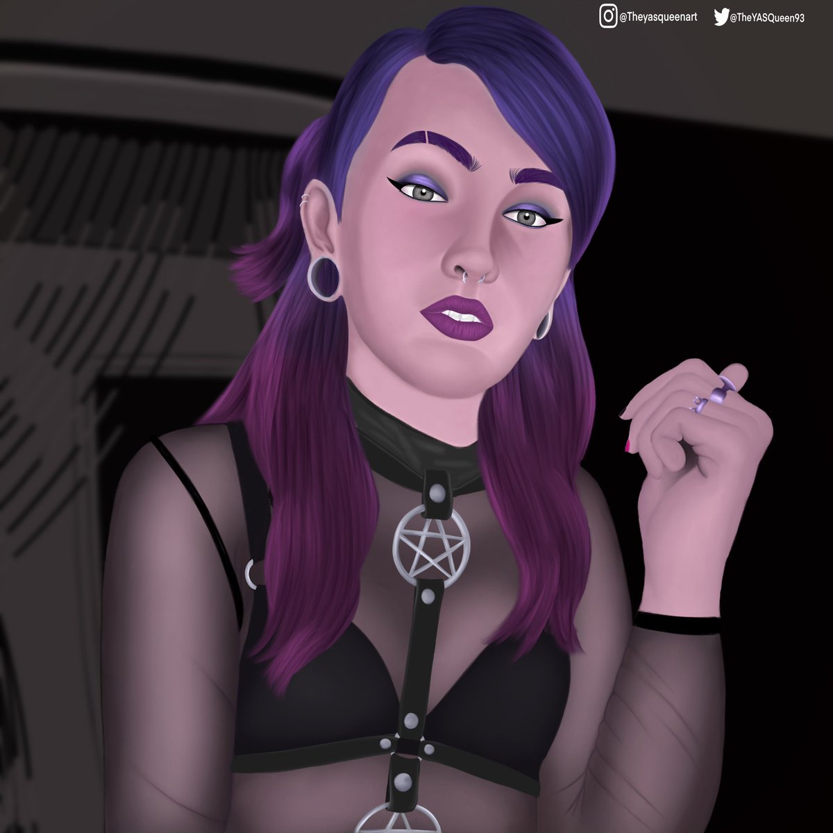 TheYASQueen93's tweet photo. New portrait of my current artistic obsession @MYSTIK_MINX. We are not talking about this background, okay? It refused for work :-p
#digitalart #madeinprocreate #portrait https://t.co/Cbcmt5yMax