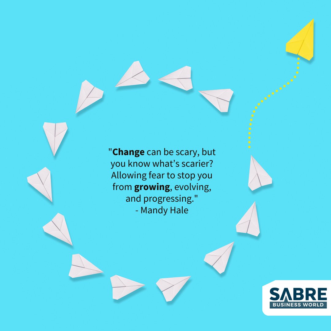 SabreBusinessW's tweet photo. Feeling the fear of change? We all do sometimes. But remember, growth often happens outside our comfort zone. What are you doing to embrace the unknown today? #ChangeIsScaryButWorthIt #SabreBusinessWorld https://t.co/eK78i58UmQ
