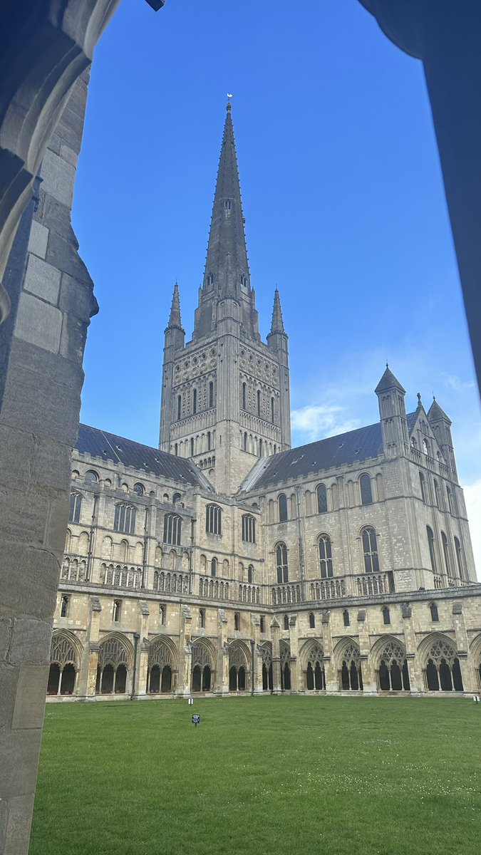 Norwich Cathedral against a deceptively blue spring sky. Shame about the rain…and the wind…and the thunder and lightning…