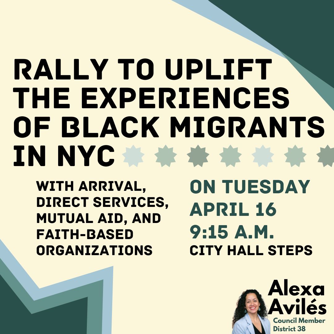 TOMORROW: Join @nycpa @CMMercedesCD46 @crystalrhudson @BAJItweet @AfricansUS and others for a rally on the steps of city hall at 9:15am uplifting the experiences of Black immigrants in New York City