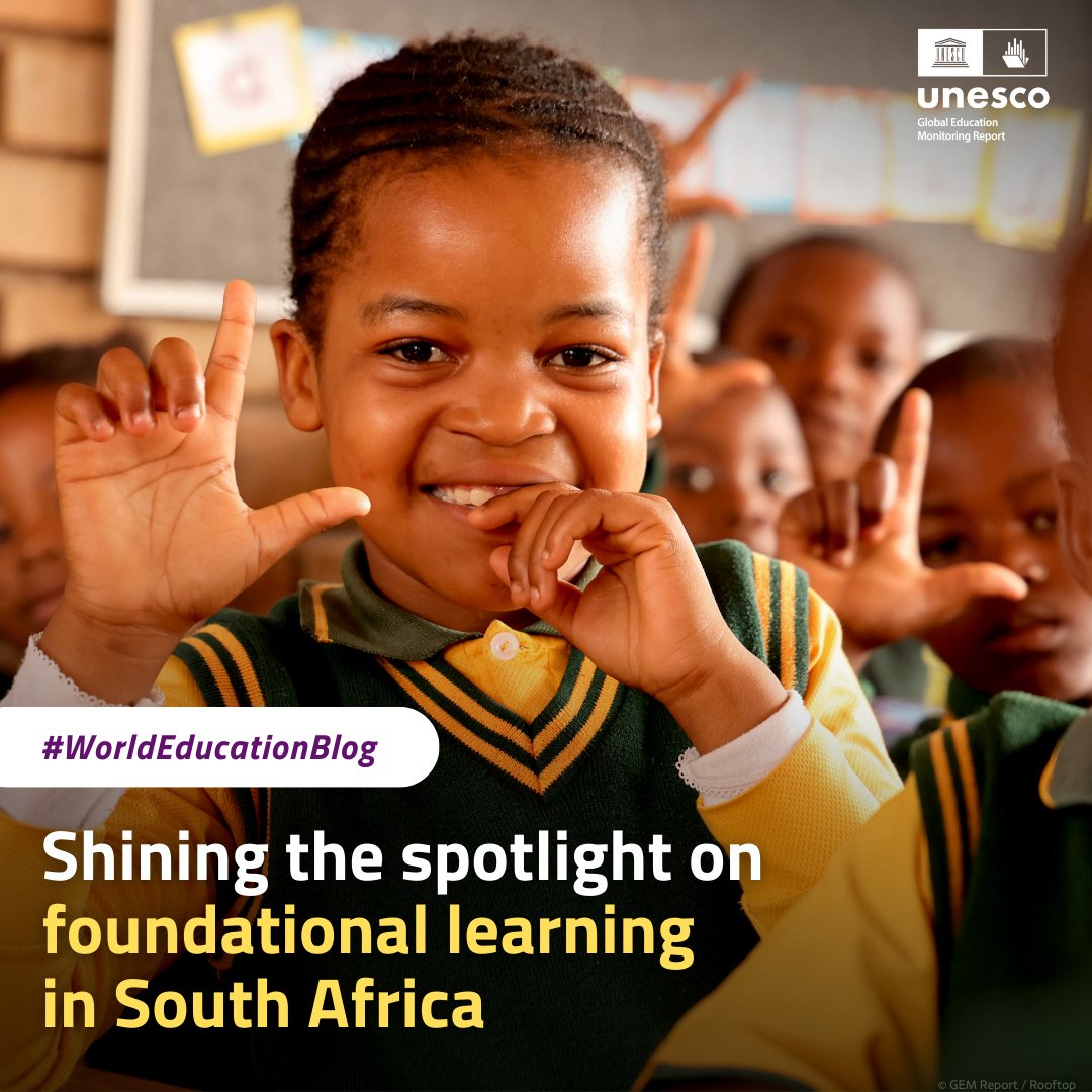 The latest report on #FoundationalLearning in #SouthAfrica by #GEMReport, @DBE_SA and @ADEAnet, shines a spotlight on crucial aspects of education.
Explore its findings in the latest #WorldEducationBlog post: bit.ly/3TXGoh1

#LeaveNoOneBehind #BornToLearn