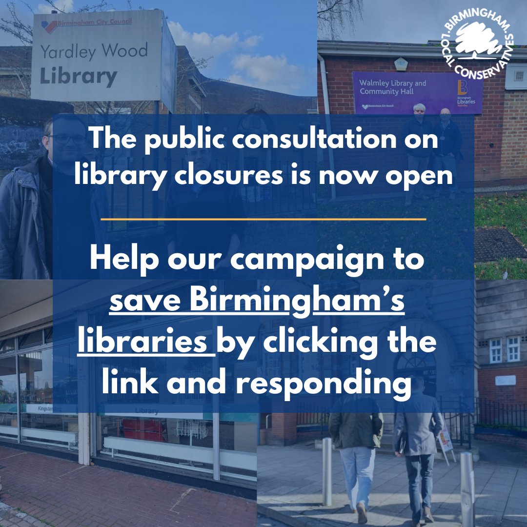 We've been campaigning to save Brum's libraries, but Labour rejected our costed amendment - which would have saved every library in Brum - at the budget meeting. Respond to the Council's public consultation & tell Labour that you want your library saved! buff.ly/4cFVrVd