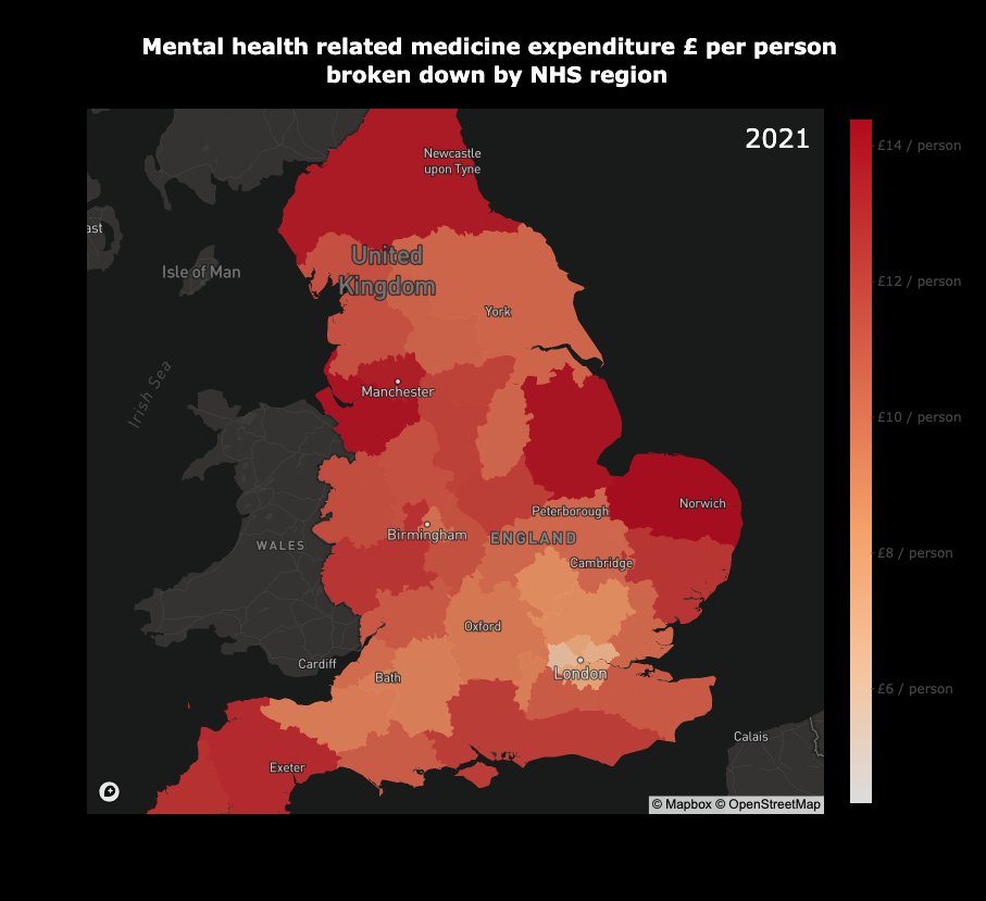 There's huge variation in medicine consumption across England. What's behind these numbers? Is London really the wellbeing capital of England? Play with the interactive data viz here mental-map-new.vercel.app