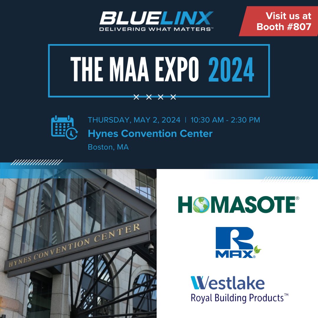 Join us at the MAA Expo, May 2nd in Boston! Visit us at Booth #807 and chat with our team, discover our latest products, and stay updated on industry trends. We're thrilled to have our vendor partners Homasote, Rmax, and Westlake Royal Building Products co-sponsoring this event!