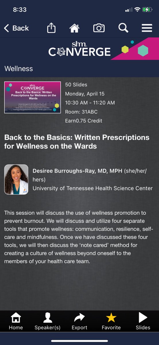 Hey #SHMConverge24! Feeling burned out? @DesireeBRMD has a prescription for you. ⏰ 10:30 📍31ABC See you there! @SocietyHospMed @UTHSCMedPeds @UTHSCMedicine @LeBonheurChild