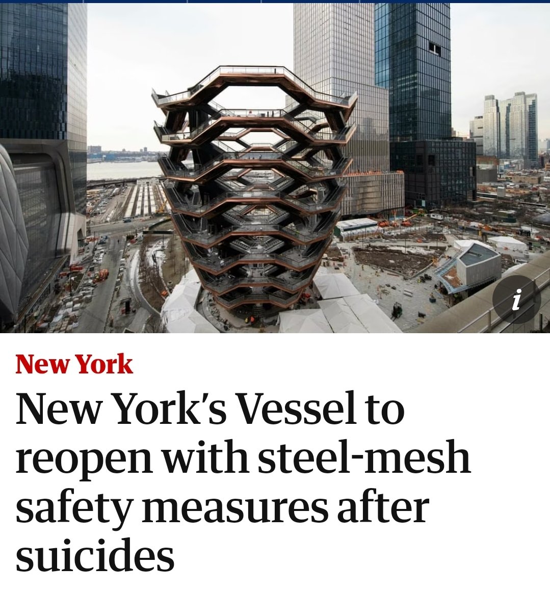 Mont_Jiang's tweet image. What a perfect symbol for contemporary Manhattan: a bunch of stairs to climb which lead to nowhere, wrapped in steel mesh netting so you don&apos;t kill yourself.