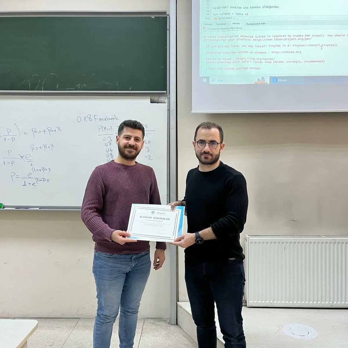 Merkezimiz tarafından 16 Mart - 06 Nisan 2024 tarihleri arasında  R Programlama Dili ve İstatistiğe Giriş Eğitimi gerçekleştirilmiştir. 20 saatlik teorik ve uygulamalı eğitimin ardından, kursiyerlere katılım setifikaları takdim edilmiştir.