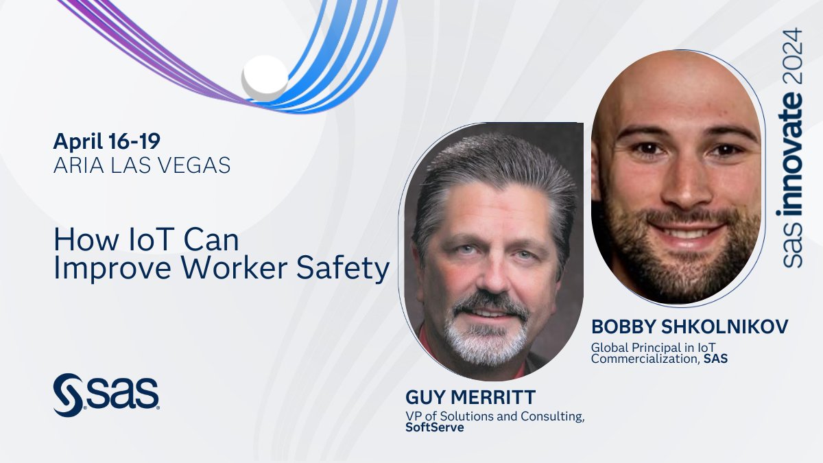 SoftServe and SAS are teaming up at #SASInnovate to demonstrate how #IoT analytics improve worker safety for #industrial companies. Register today! 2.sas.com/6015wf1UB