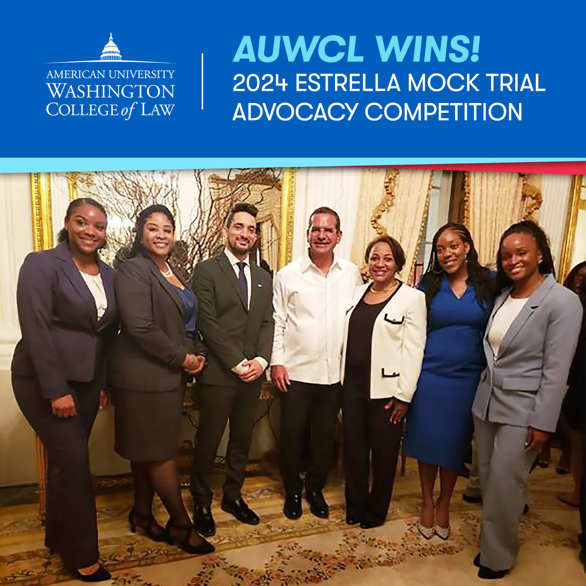 Congrats to Mock Trial Honor Society members Joseph Roskop, Alma Bevard, Jayla Mack and Jonvieve Anderson for winning the 2024 Estrella Mock Trial Advocacy Competition in San Juan, Puerto Rico, this past weekend!