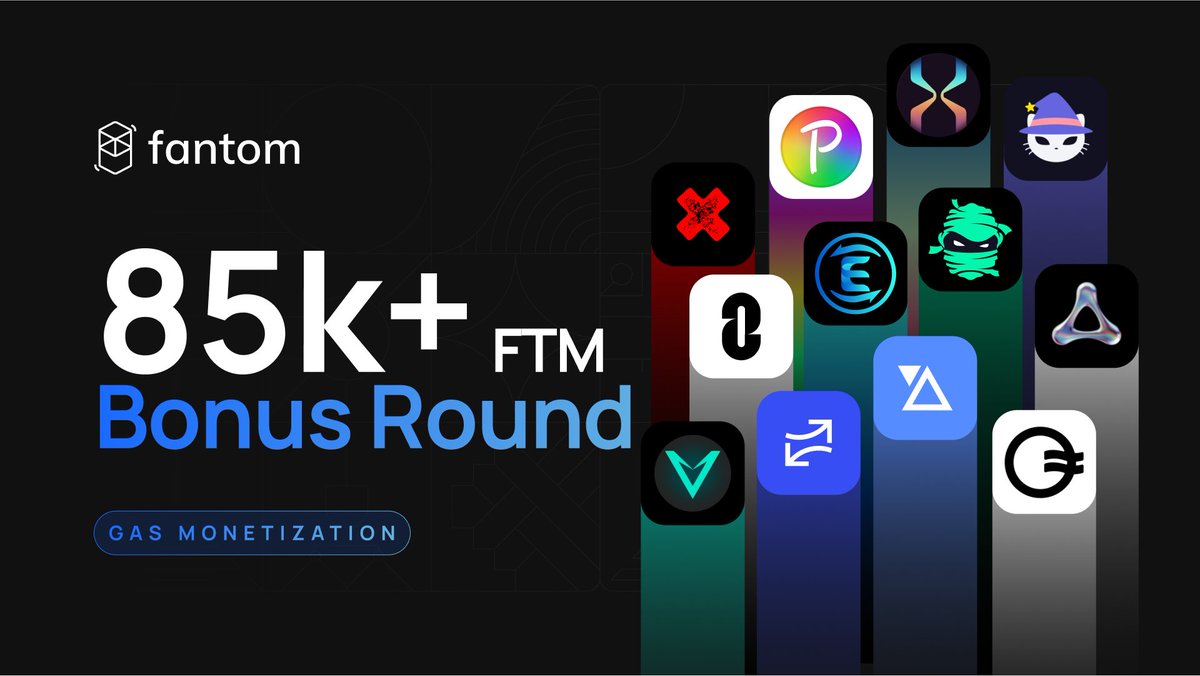 1/ Announcing the latest #Fantom Gas Monetization quarterly bonus 💸 🏆 We're distributing 85,000+ $FTM to the top 12 dApps on Fantom that have generated the most gas. Congratulations to these innovative dApps for driving the most user engagement! earngas.fantom.network