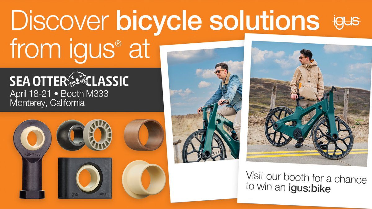 Join us at Sea Otter Trade Show from April 18th – 21st to see our polymer bike components. Visit our booth M333 to enter our igus:bike giveaway for a chance to win a free voucher. See you there! igus.com/info/sea-otter…