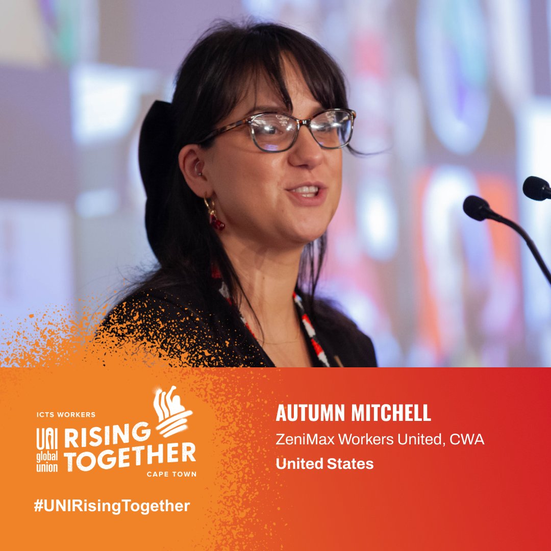UNI Global Union (@uniglobalunion) on Twitter photo "Game and tech workers are getting organized and forming unions because workers' right are human rights," said Autumn Mitchell of <a href="/ZeniMaxWorkers/">ZeniMax Workers United - CWA</a>.
An amazing presentation about how these gaming workers have built power and improved their jobs!
#UNIrisingtogether "Game and tech workers are getting organized and forming unions because workers' right are human rights," said Autumn Mitchell of <a href="/ZeniMaxWorkers/">ZeniMax Workers United - CWA</a>.
An amazing presentation about how these gaming workers have built power and improved their jobs!
#UNIrisingtogether