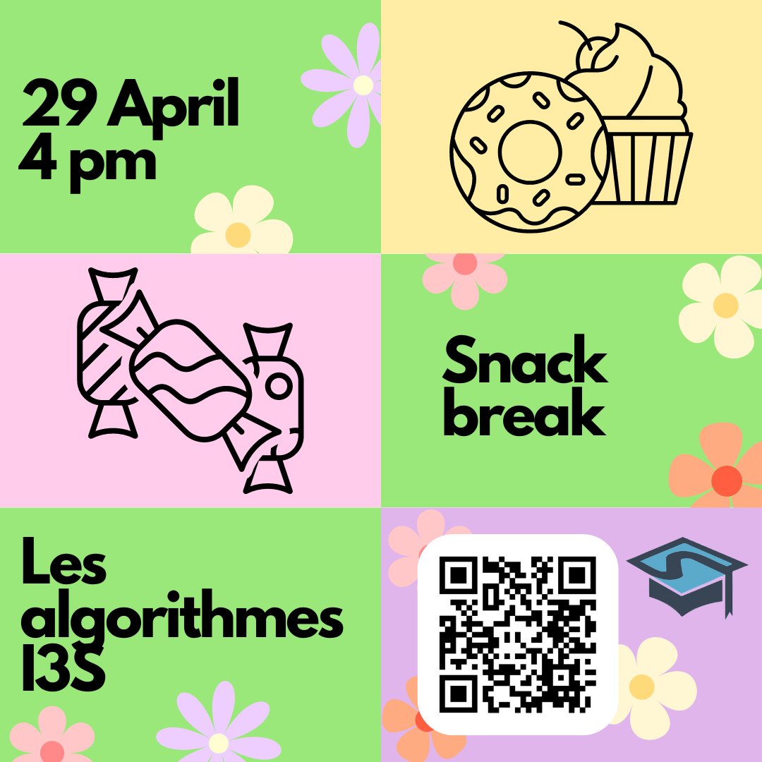 ADSTIC is pleased to invite you to our Snack Break 2024 to celebrate spring! It will take place on Monday, the 29th of April 2024 starting at 4 PM at the Algorithmes cafeteria. 🍬🍫 ➡️ Registration : forms.gle/abzBCq9HArkWHc…  ⚠️ End of registration : 28/04/2024 - 11 PM