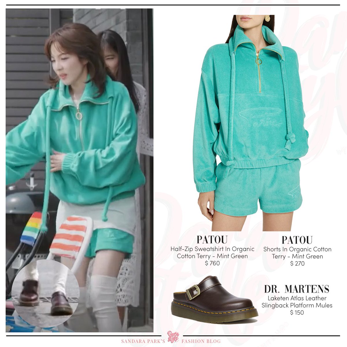 [Spotted] 240415 - #DARA at CHANNEL A <Best Friend Documentary Dining Table for 4> EP32, wearing: #PATOU Half-Zip Sweatshirt In Organic Cotton Terry #PATOU Shorts In Organic Cotton Terry #DRMARTENS Laketen Atlas Leather Slingback Platform Mules - #SandaraPark #산다라박 #다라