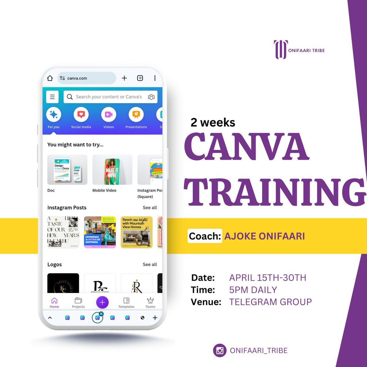 As a community that is about shaping our members for better, We took it upon ourself to teach our members the necessary skills to improve their business and this month we will be learning how to design with our smartphone using @canva Coach @AjokeOnifaari