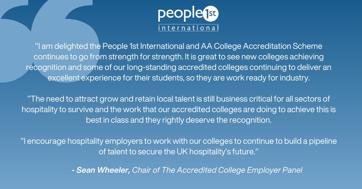 We’re pleased to announce the latest UK colleges recognised by our #hospitality accreditation scheme!🏆 Working closely with employers, these #colleges are providing high quality training that meets industry needs and benefits learners. people1st.co.uk/news/elevating…