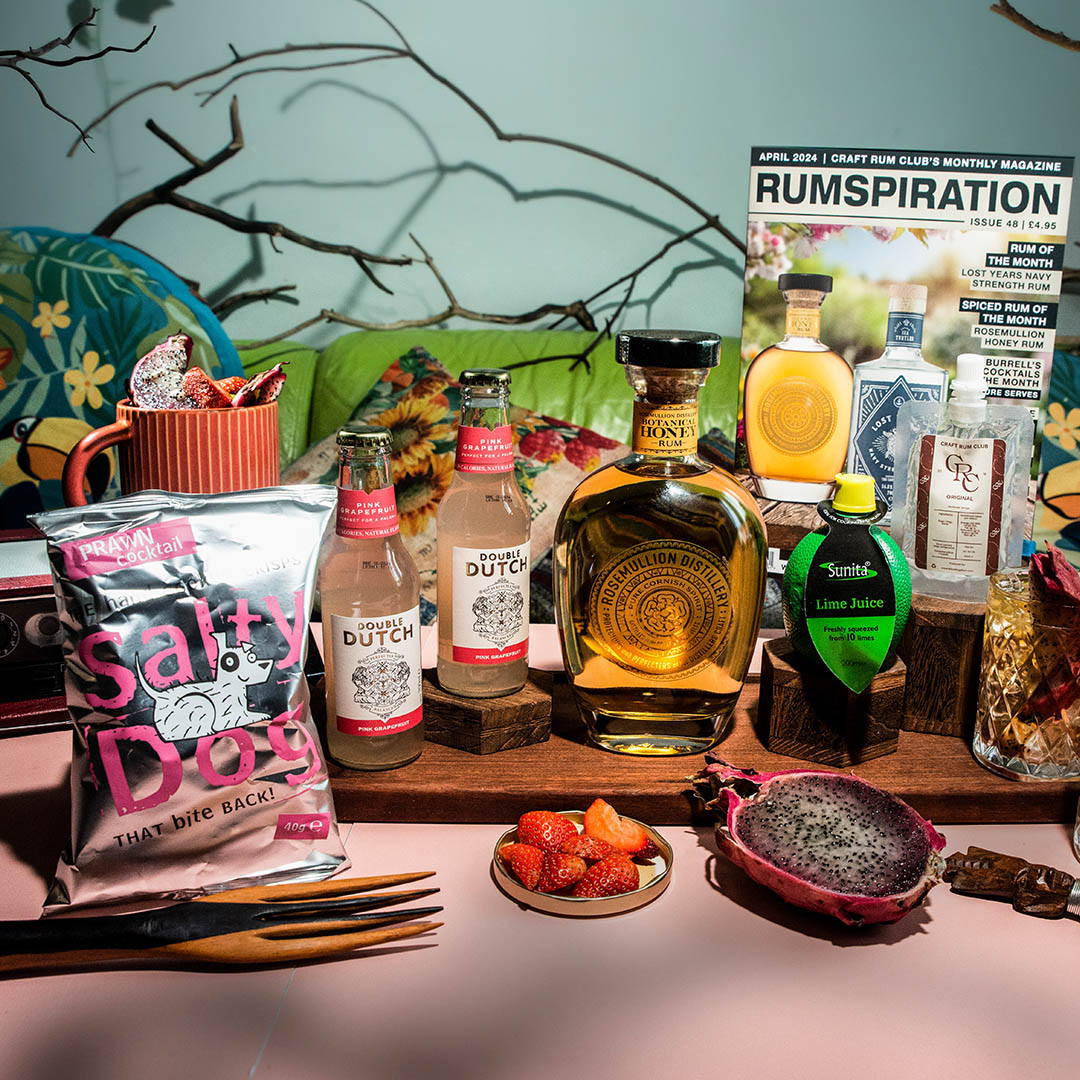 ITS SPOILER ALERT TIME. WELCOME TO APRIL'S RUM BOX OF THE MONTH. @rosemulliondistiller Founded in 2018, they are a multi-award-winning distillery operating from their own #Cornish orchard, single pot distilled and aged with a good balance of botanicals & local honey. Shop now!