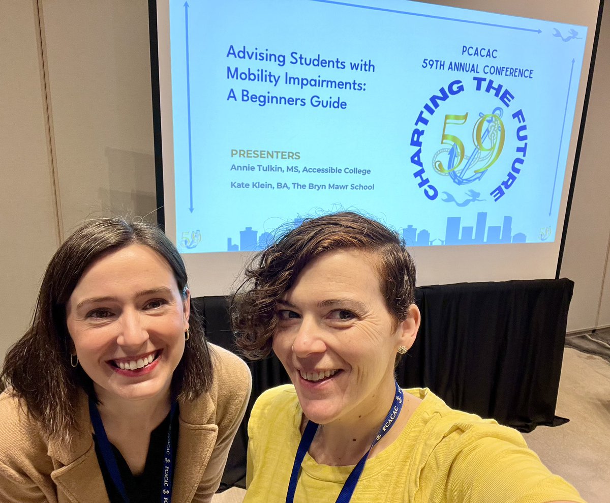 🙌Great presentation w/ college counselor, Kate Klein from @BrynMawrSchool at the @pcacac conference! 🗣️We talked about students w/ physical disabilities going to college! Kate shared her experience learning about college considerations for students w/ mobility impairments!
