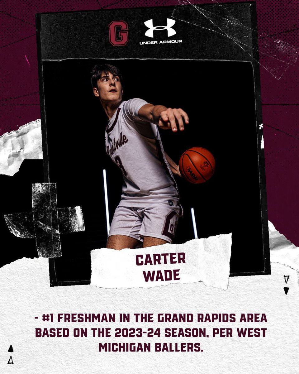 Congrats to @cwade311 ranked #1 Freshman in the Grand Rapids Area for the 2023-24 season, per West Michigan Ballers. Way to represent the program and Grandville community, Carter!