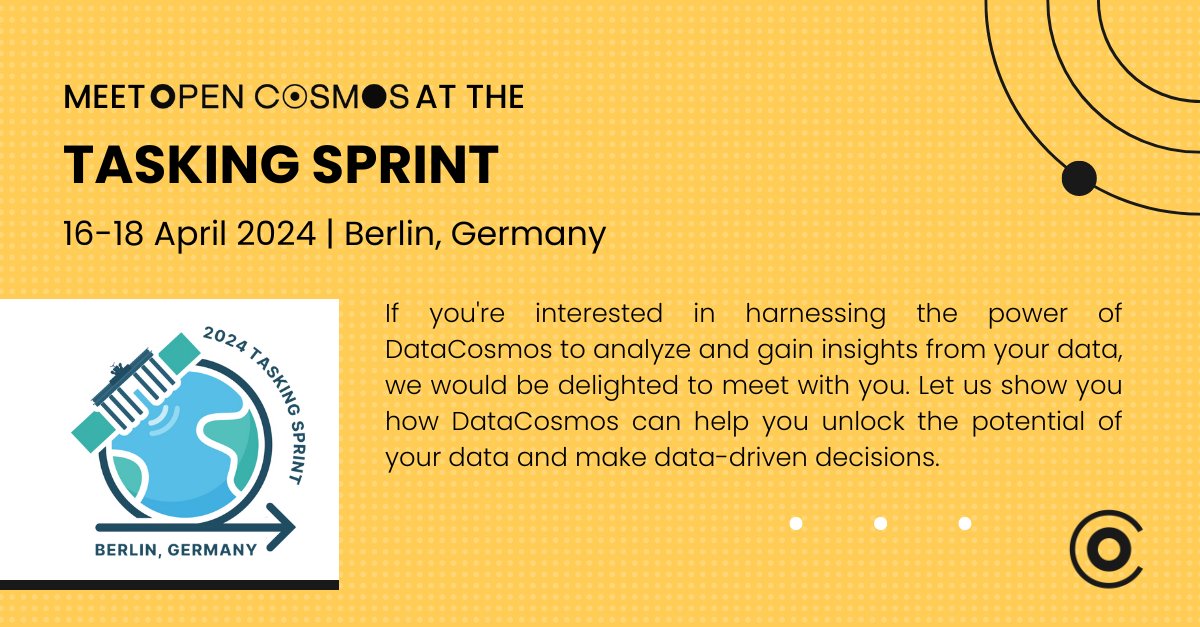 Open Cosmos is excited to announce our sponsorship and participation at the Tasking Sprint event kicking off tomorrow in Berlin! 🇩🇪 The event hosted by Element 84 was designed to advance a satellite tasking API specification. We are excited to announce that we continue to…