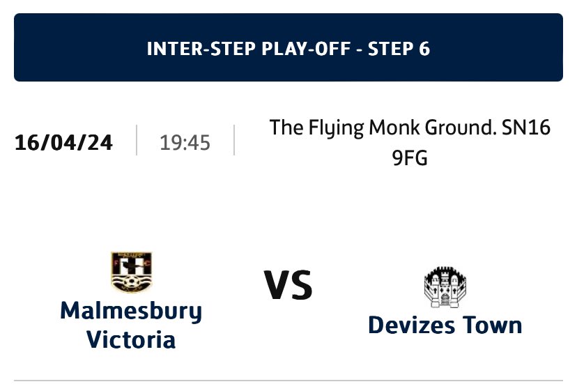 NEXT UP | PLAY OFF SEMI FINAL! 🆚 @DevizesTownFC 🏆 @HellenicLeague Play Off 📍 Flying Monk Ground ⏰ 19:45 KO 🎟️ £5 Adults | £3 Concessions | FREE U16s We are expecting a big crowd. @DevizesTownFC will be brining a few. So please arrive as early as possible. UTV