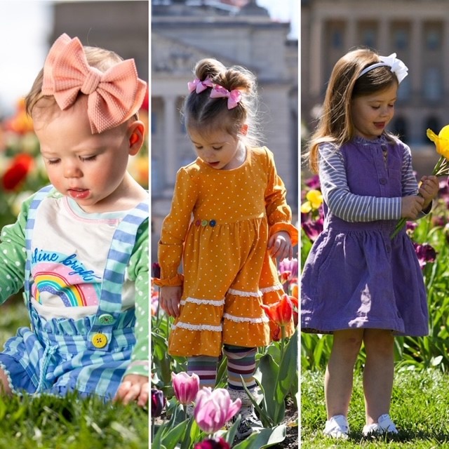 One of my favorite traditions is getting spring-time pictures of Evelynne playing in the Capitol tulips.