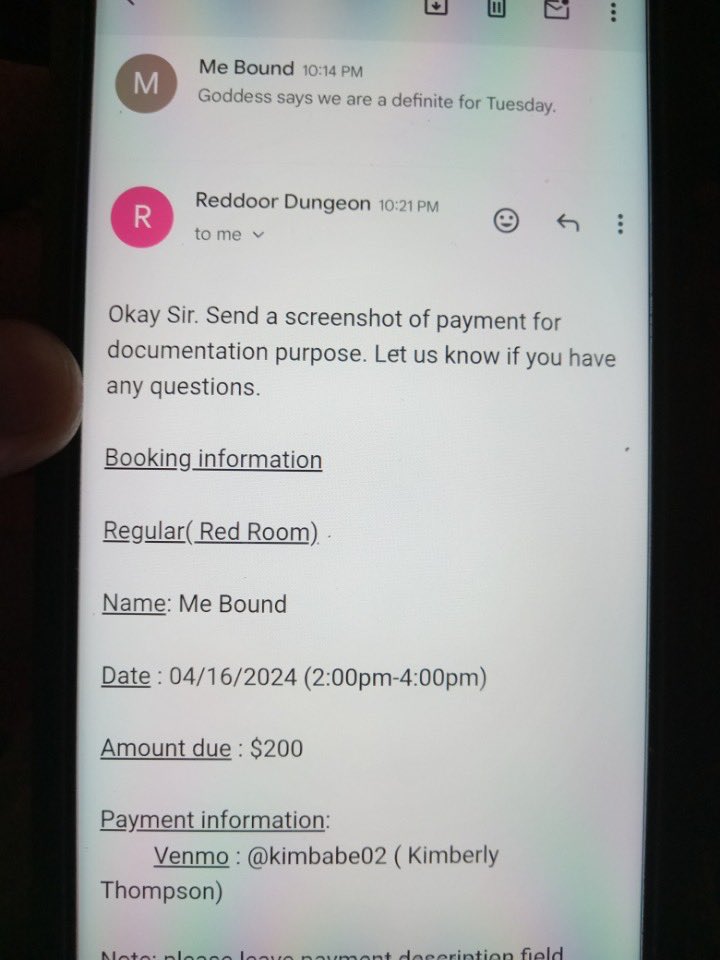 Scam alert! Red Door Dungeon is in Cleveland, operates on a cash-only basis and can only be contacted through the phone number on our website. Anyone instructing you to contact or pay in a different way is scamming you. Beware of the woman below operating out of Cincinnati.