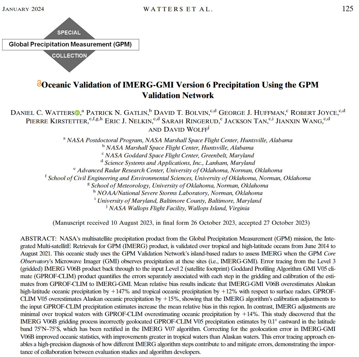 AGUPrecip's tweet photo. This month's #ScienceHighlight is Watters et al 2024: Oceanic Validation of IMERG-GMI Version 6 Precipitation Using the GPM Validation Network
Check out the summary on our website: https://t.co/aDdPaaqzG9
#IMERG #GPMValidationNetwork #IMERGOcean #IMERGValidation @DanielCWatters https://t.co/td13BpxNs2