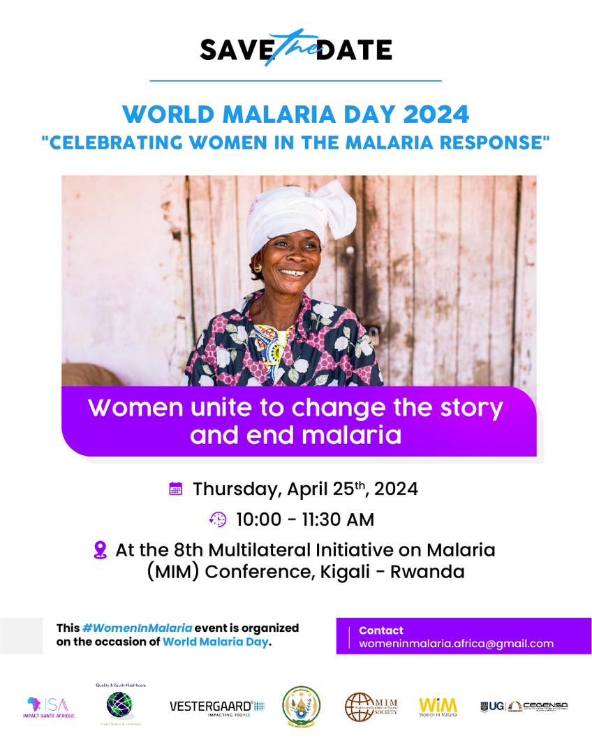 🌟 Celebrate World Malaria Day with us @ImpSanteAfrique @womeninmalaria at the #MIM2024 Conference! 🔬 We're honoring the impact of #women leaders in the fight against #malaria. Be part of the conversation and inspiration. 🗓️ World Malaria Day, April 25 🕙 10:00 - 11:30 AM