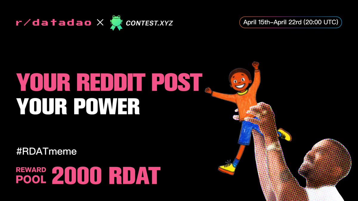 💥Announce Meme Contest💥 Welcome the world's first data DAO @rdatadao Meme Topic —— Your Reddit Posts, Your Power! ⏰Apr 15th-22rd 💰2000 RDAT ❗️Follow @rdatadao @creatordaocc @contestxyz on Twitter #RDATmeme