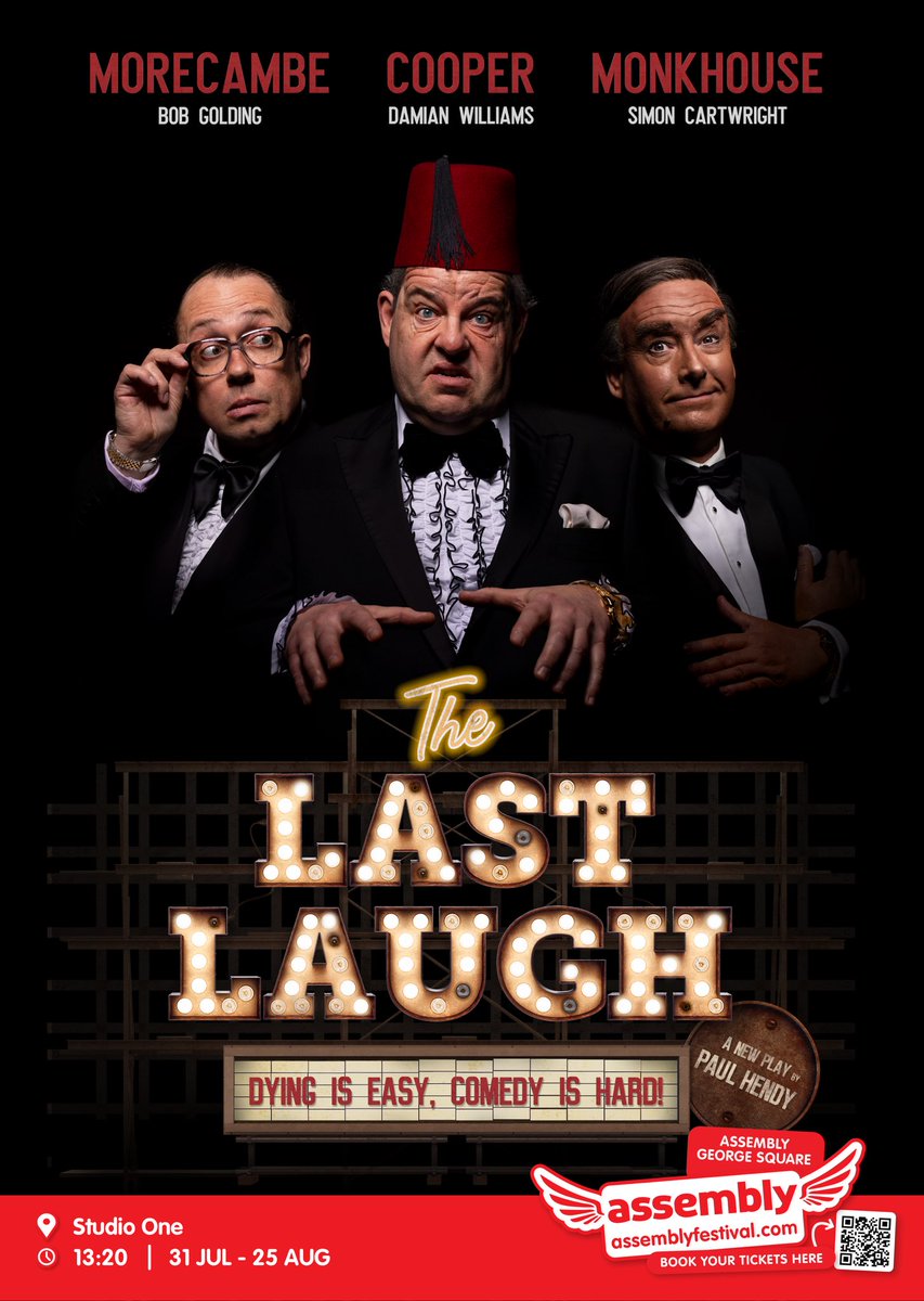 Honoured to announce that I’m going be Eric Morecambe again this summer for @edfringe at @AssemblyFest. In ‘The Last Laugh’. @LastLaughPlay written by Paul Hendy, with @djwilliamsact & @simplysimon321 . please follow us and we’ll see you in Edinburgh! 👓