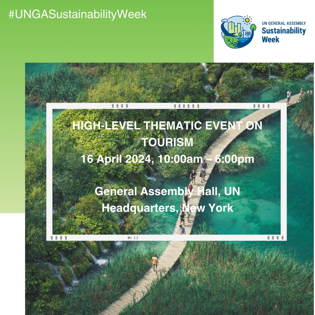 Join us tomorrow for #SustainabilityWeek, reimagining tourism with sustainability at its core. From innovative business models to measuring sustainability, let’s chart the course for a resilient future in travel. Together we can #ChooseSustainability 🔗 webtv.un.org/en/asset/k19/k…