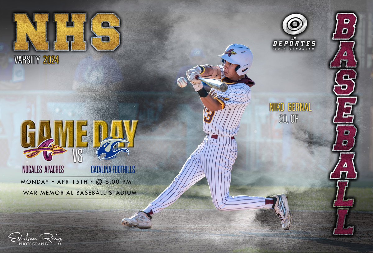 𝐆𝐀𝐌𝐄𝐃𝐀𝐘‼️Nogales Apaches ⚾️
🆚Catalina Foothills
🕕 6:00PM
🏟️ Nogales,Az
📷EstebanRuizPhotography
🎥En Deportes
@OJFav @ApacheBaseball1 @DenzelMontijo @AlanDurazo8  @CarlosPeralta_4 @ralphie81350445  @DavidZAZUETA88  @ERvvagdl 
@Sal_Valenzuela1 @NogiAthletics